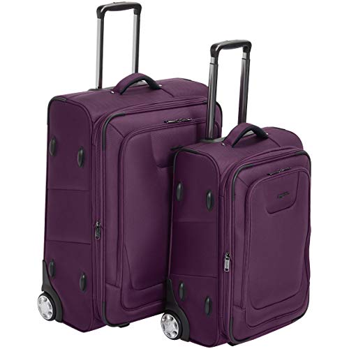 AmazonBasics 2 Piece Expandable Softside Luggage Suitcase With TSA Lock And Wheels Set