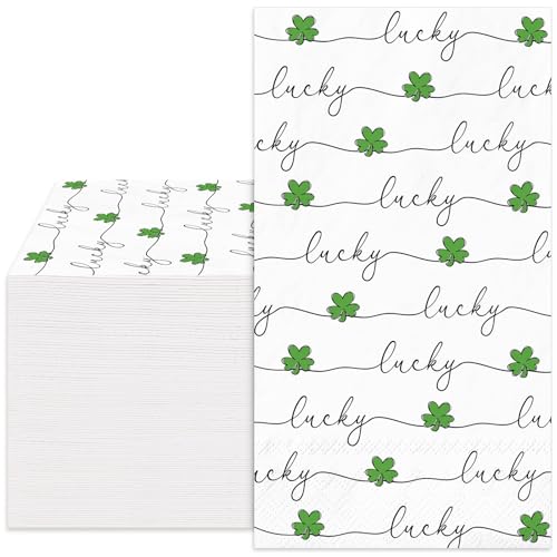 Serviettes en papier Saint-Patrick jetables 100 pièces trèfle vert pour table et salle de bain