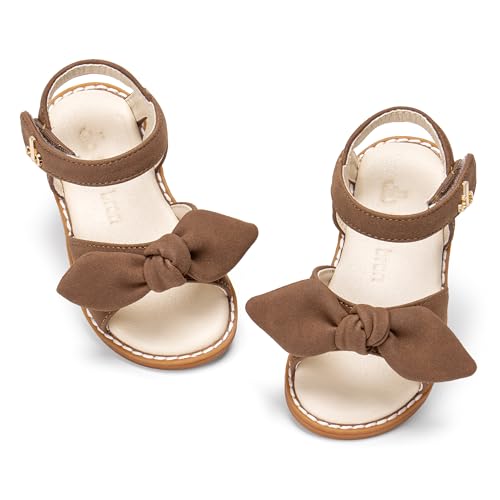 Image of THEE BRON Toddler Girls Sandals Wedding Flower Girl Dress Shoes Open Toe Flats