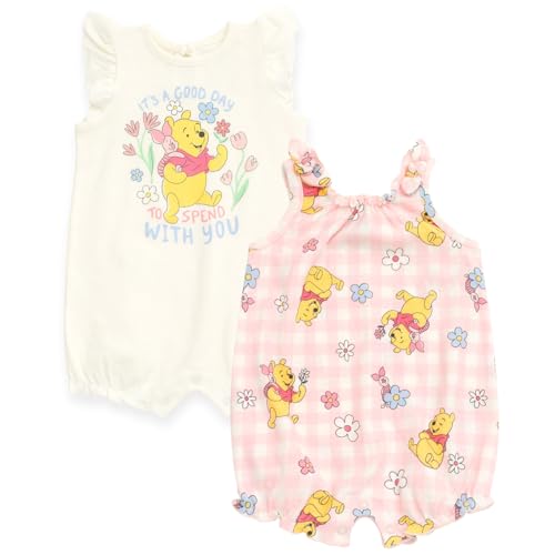 Image of Disney Baby Girls 2 Pack Rompers Newborn to Infant Sizes (Newborn - 24 Months)