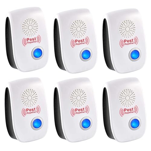 Ultraschall Schädlingsbekämpfer, 6 Stück Elektronische Insektenschutzmittel & Moskitoschutz Innenräumen, Pest Control Repeller für Mücken, Spinnen, Kakerlaken, Mäuse