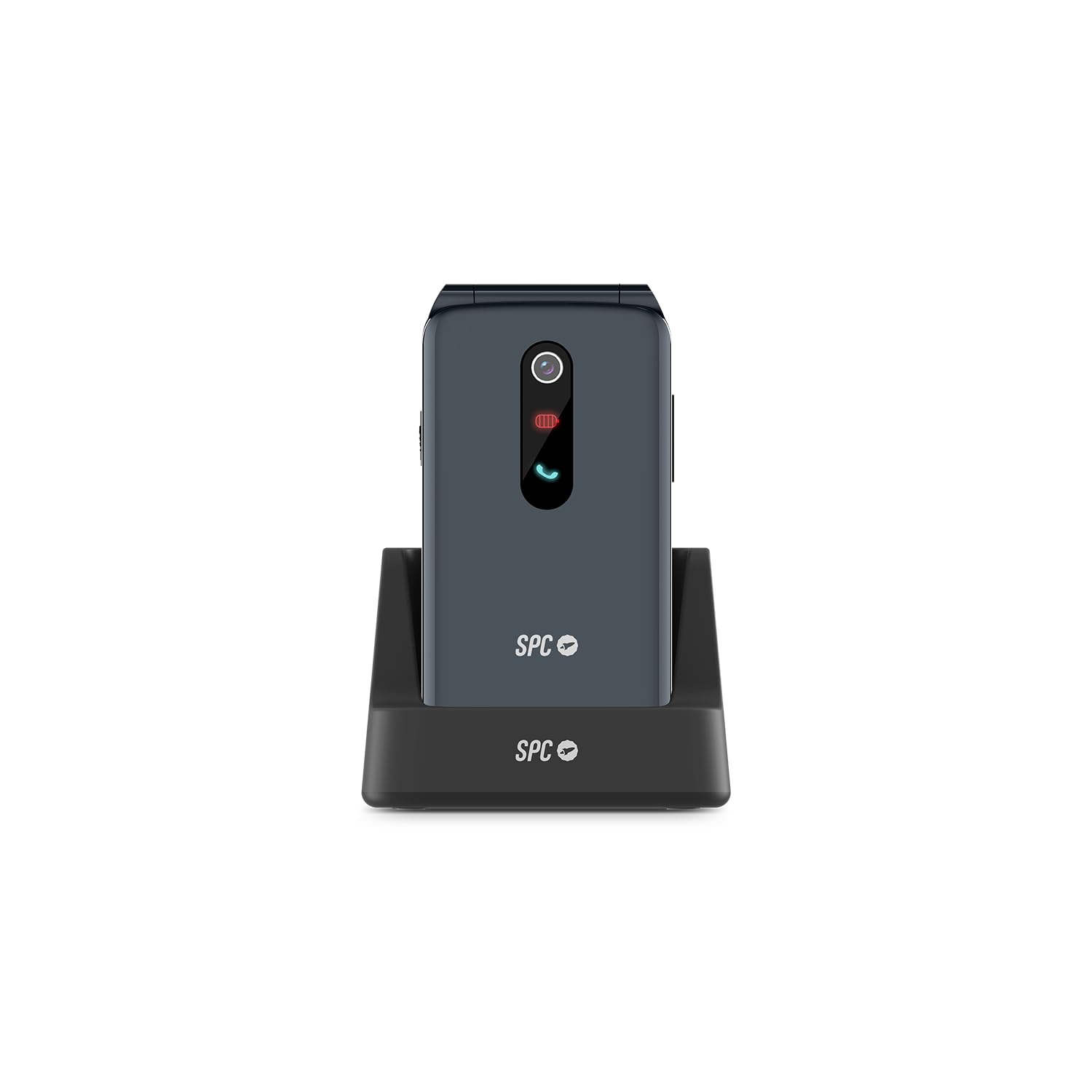 SPC Stella 2 telefon komórkowy z klapką, duże przyciski i klucze, łatwy w użyciu, zdalna konfiguracja, przycisk SOS, USB-C, 3 bezpośrednie pamięci, stacja ładująca, kolor czarny