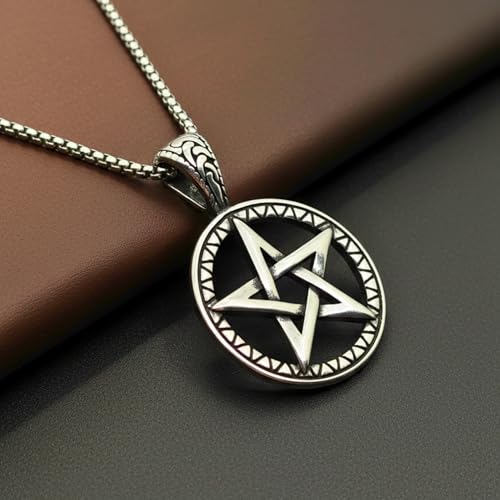 Image of THE MEN THING ARCANE STAR - 34mm Titanium Steel Pendant with 24inch Round Box 4mm Chain for Men & Boys