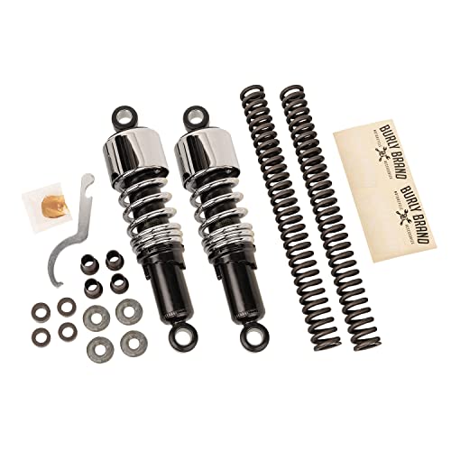 Burly Brand Slammer Lowering Kit - 2X Front Fork Springs, 2X 10.5-Inch Rear Slammer Shocks, Chrome Finish, For Most Harley Davidson 1980 And Later Baggers (Flh/Flt) Motorcycles (B28-1004) #TOP25