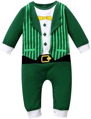 Singcoco Baby Boy St Patricks Day Outfit Saint Patrick's Day Clothes Shamrock Romper (Green,18-24 Months)