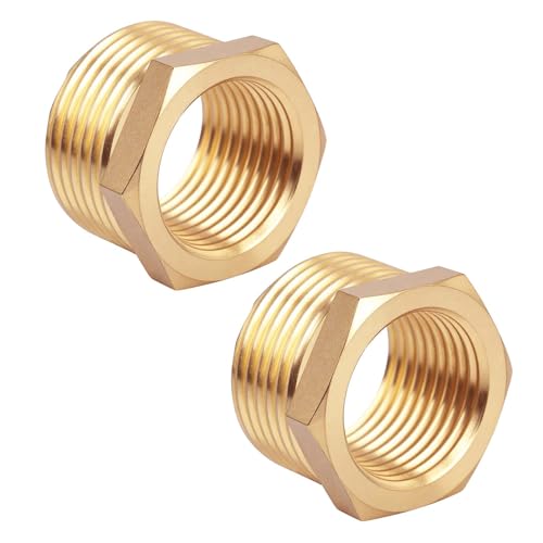 lasuroa 2pcs Brass Reducer Hex Bushing, 3/4