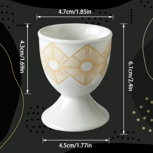Image of Cinf Ceramic Egg Cups, Set of 2, Art Deco Boiled Egg Holders for Breakfast