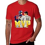 MVP 大谷翔平 Tシャツ 半袖 メンズ 半袖 トップス プリント カジュアル ファッション 紳士服 春夏秋冬 四季 綿100% 吸汗通気 Red L
