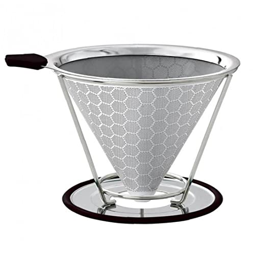 コーヒーフィルターホルダー ステンレス 再利用可能 醸造ドリップ コーヒーフィルター コーン 漏斗 金属 メッシュ コーヒー 紅茶フィルター バスケット ツール