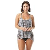 Current Bra Sized Mesh Layer Underwire Tankini Top — Current, Leopard Print, Cast Black, 34DD