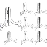HESTYA 8 Pcs Clear Acrylic Easels Plate Stands Holders to Display Pictures or Other Items for Display Decoration (4.5 Inch)