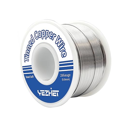 YEZHET Tinned Copper Bus Bar Wire 165 Ft 20 Gauge 0.5LB Spool for Stained Glass Project Crafts and Jewelry Making