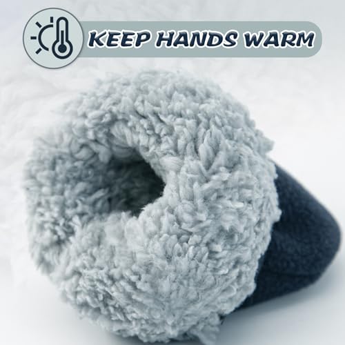 Image of BAVST Baby Toddler Winter Mittens Girls Warm Fleece Lined Gloves Kids Sherpa Lined Mittens for Boys