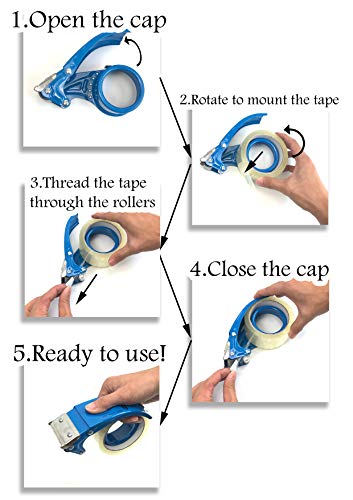 PROSUN Klebebandabroller,mit extra Klinge Verpackung Karton fadensiegelung Cutter,48 mm/50 mm (5,1 cm) Blau