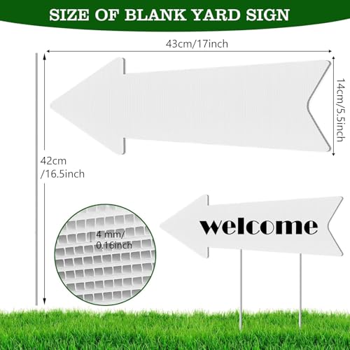 Blank-Arrow-Signs Bulk with Stakes 3 Pack 17 x 6 Inches Wedding Directional Yard-Signs with Stakes, This Way Arrow Yard-Signs Birthday Party Signs Arrow