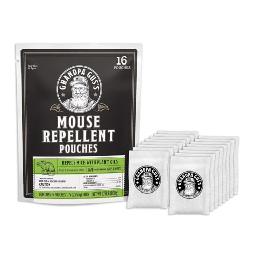 Grandpa Gus's Natural Mouse Repellent Pouches, Cinnamon/Peppermint Oils Repel Mice from Nesting in...