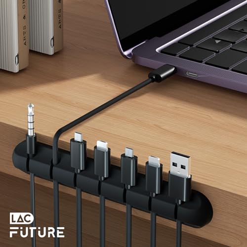 LAC FUTURE Sujeta Cables Adhesivo para Escritorio 3pcs - Organizador de Cables USB, PC, Cargadores - Negro - imagen 5