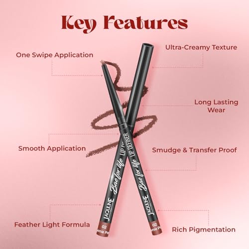 Image of JAQULINE USA Bae For Life Lip Definer lipliner | Long Lasting Lip Liner Pencil | Waterproof | Smudge Proof | Matte Finish | Paraben Free | Vegan & Cruelty Free Lipliner | Brownie Point 02, 0.3g