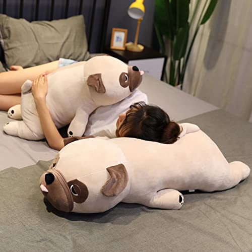 Image of Tickles Cute Pug Dog Soft Stuffed Plush Animal Toy for Kids Birthday Gift (Color: Brown; Size: 60 cm)