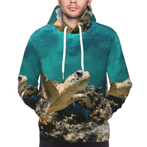 Sweat à capuche chaud imprimé tortue de mer fini les pulls d'hiver ternes