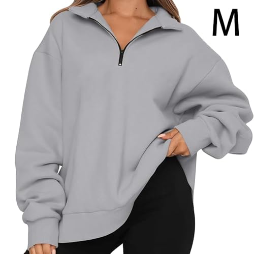 Women's Oversized Sweatshirt – Partial Zip Pullover Long Sleeve Shirt – Comfortable and Stylish2