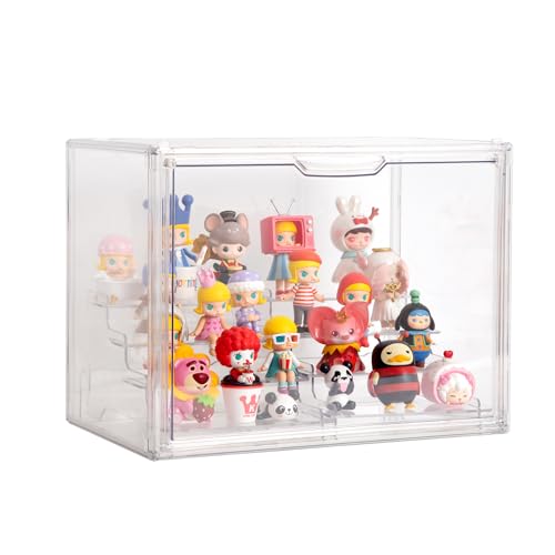 Image of BOHOIDEE Clear Acrylic Display Case with Two Display Shelves for Figures, Dustproof Storage Organizer Box with Magnetic Door, Acrylic Collectibiles Showcase