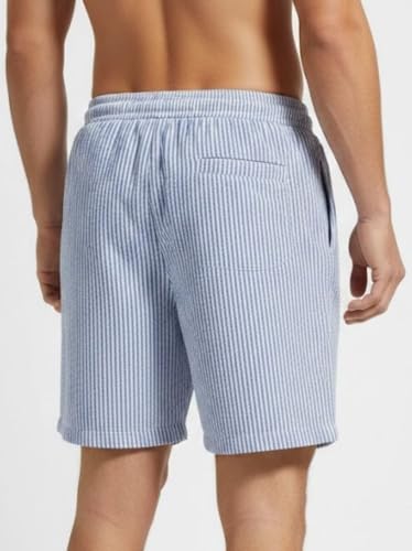 Image of SMOWKLY Men's Cotton Striped Boxer Short|Elastic Waist Drawstring Home Wear