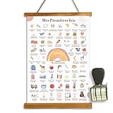 Lalasol Affiche Mes Premières Fois à Tamponner – Cadeau de Naissance Bébé, Souvenir, Cadeau Jeune Maman, Grand Format A3 – Cadre Bois Massif