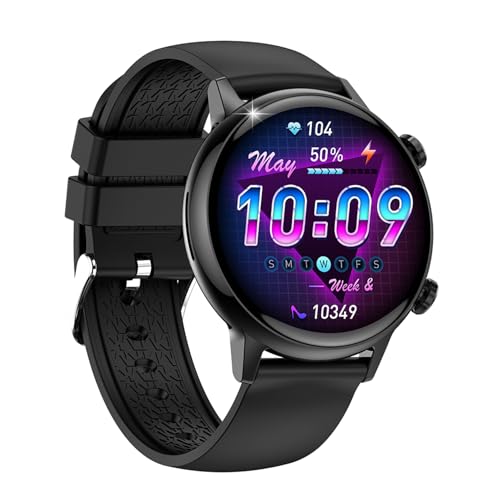 JUSUTEK 2025 業界新登場 小さめレディーススマートウォッチ通話機能付き,1.1インチAMOLED丸型金属可愛腕時計,女性機能,音楽制御,リモコン撮影,常時点灯可能,NFC機能,IP68防水,電卓,smart watch,APP,着信通知表示,i