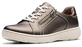 Clarks Women's Caroline Janna Leather Side Zip Fashion Sneaker, Bronze Leather, 9 Wide