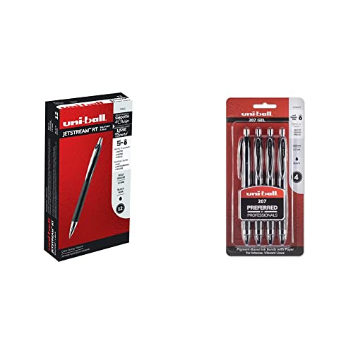 uni-ball Jetstream RT Bolígrafos Retráctiles Negro 12 y 207 Gel 4