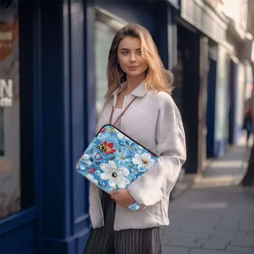 Funda para portátil 13-14 pulgadas con diseño azul floral miniatura 7