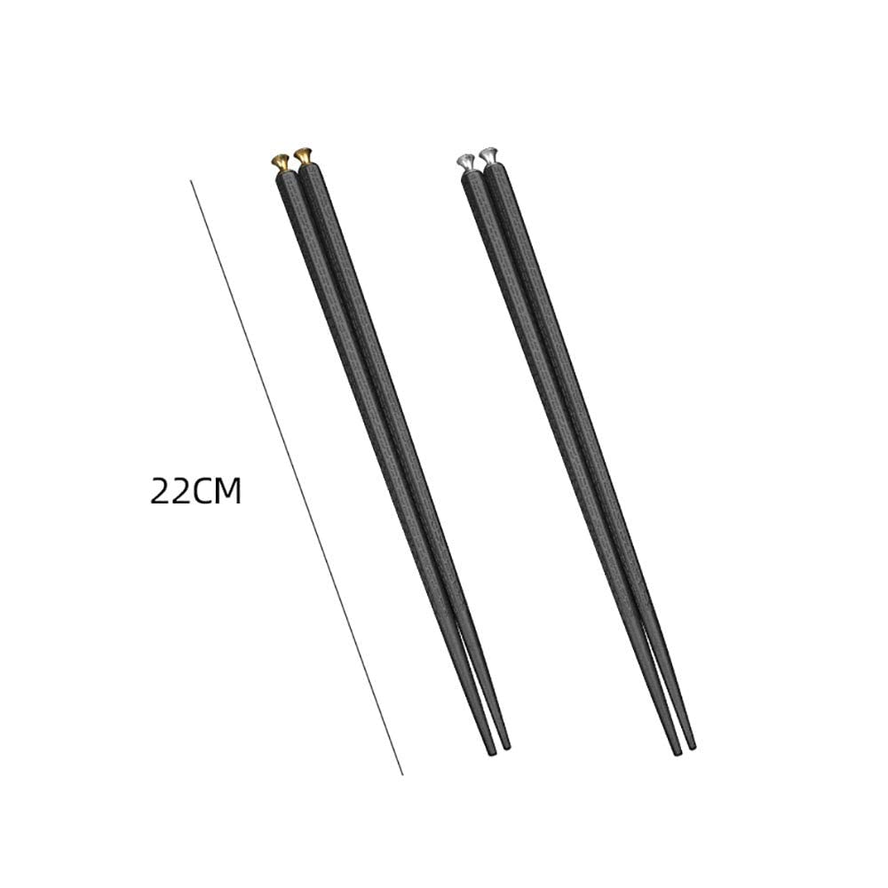 Baguettes réutilisables Lot de 10 paires de baguettes en fibre de verre de qualité supérieure, tête dorée et argentée, réutilisables, japonaises et coréennes, faciles à utiliser, antidérapantes, lavab