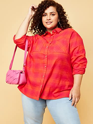 Image of Max Plus Size Women Checked Yarn Dyed Casual Shirt