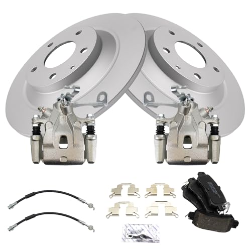 Image of TRQ Rear Brake Pad & Rotor Kit Ceramic Premium G-Coated Compatible with 2013-2015 Mazda CX-5