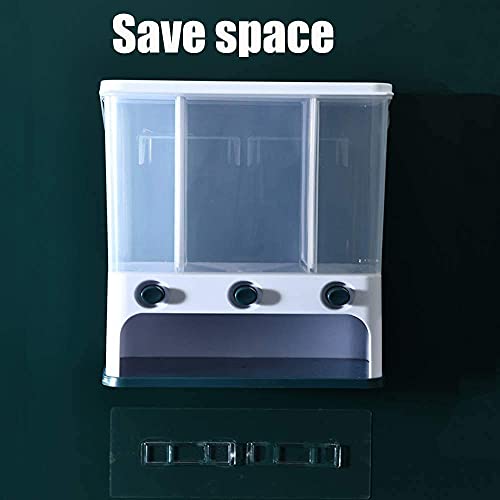 Image of Mechdel Plastic 3 Grid Wall Mounted Dry Food Dispenser - Space Saving Containers for Convenient Storage of Whole Grains, Rice Nuts Beans Candy Cereals (Transparent )