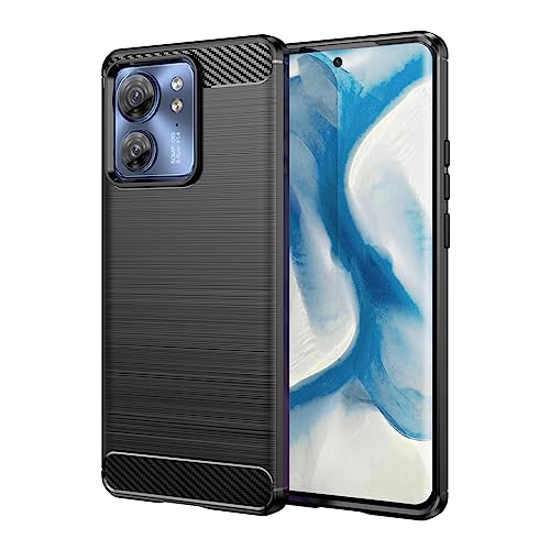 SCL Hülle für Moto Edge 40 Handyhülle Motorola Edge 40 Hülle [Schwarz] Exquisite Serie-Carbon Design Schutzhülle mit Anti-Kratzer und Anti-Stoß Absorbtion Technologie Geeignet für Stylus