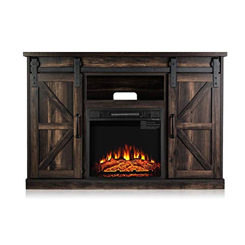 TURBRO Fireside FS48 TV Stand with Realistic Flames Fireplace, Supports