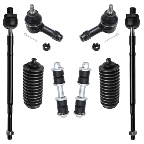 Detroit Axle - FWD Front 8pc Suspension Kit for 02-07 Mitsubishi Lancer, Stabilizer Sway Bars Outer Inner Tie Rod Ends Boots 2002 2003 2004 2005 2006 2007 Replacement