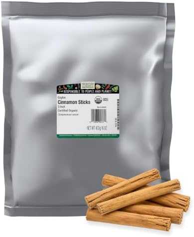 Frontier Co-op Organic Ceylon Cinnamon Sticks 3" 1lb - Bulk Cinnamon Sticks for Crafts, Drinks, Holiday Recipes, Cinnamon Powder and More