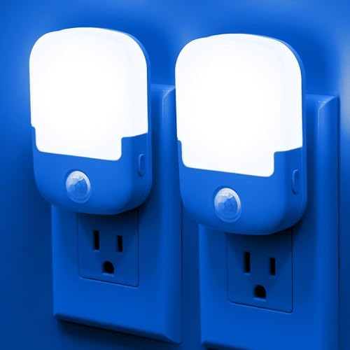 Briignite Blue Motion Sensor Dusk to Dawn Dimmable Led Night Light 2Pack for Kids, Bedroom, Kid Room, Bathroom