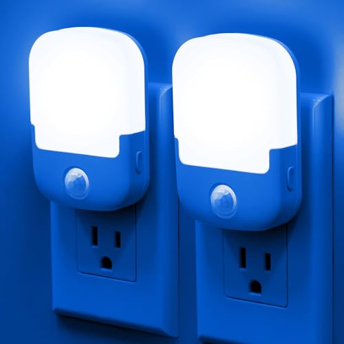 Image of Briignite Blue Motion Sensor Dusk to Dawn Dimmable Led Night Light 2Pack for Kids, Bedroom, Kid Room, Bathroom