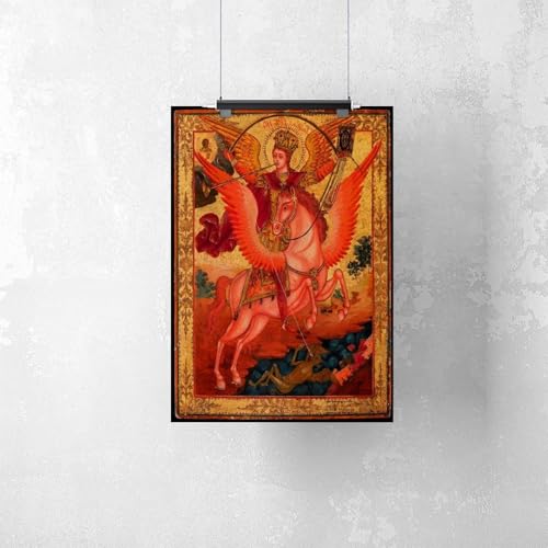 Tableau Saint Michel Terrassant le Dragon Impression Toile 30x45cm - 2