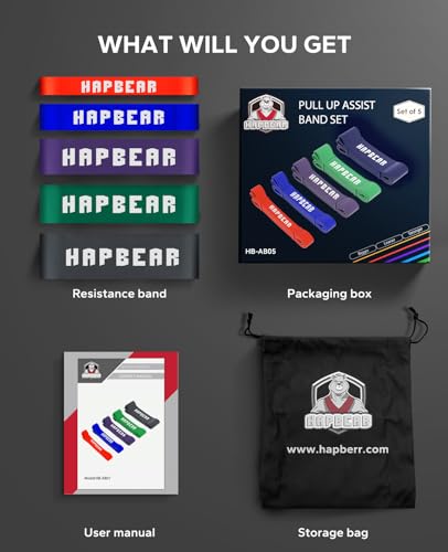 Image of HAPBEAR Pull Up Assistance Bands - Pull Up Bands - Resistance Bands - Exercise Bands Resistance Bands Set - Workout Bands for Working Out, Stretching, Muscle Training