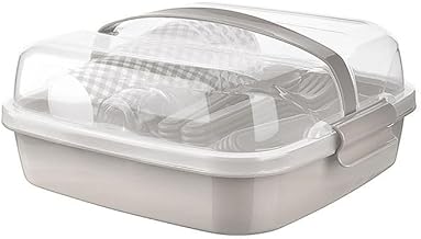 Picnic Set for 6 People Grey - BPA Free Plastic Cutlery & Tableware - Fo...