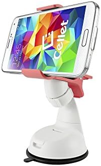 Alcatel Idol CyonGear Dashboard/Windshield Car Mount Holder with Sticky Pad for Phones up to 4.3 Inches Wide - Pink w/Red Rubber Grip