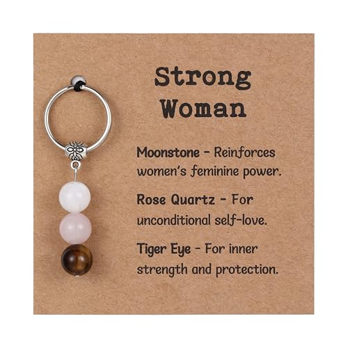 Natural Crystal Keychain for Strong Women - Inspirational Motivational Gifts
