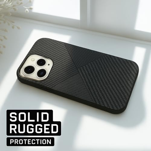 Image of AIBEX Aramid Fiber Mag-Saf Case Compatible for iPhone 16 Pro | Slim Protective Back Cover with Built-in Magnets | Wireless Charging Support | Camera Ring Stand | Shockproof with Air Guard Corners