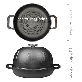 Cuisiland Cloche à pain en fonte robuste pré-enduite – Cocotte avec couvercle en dôme pour cuisson artisanale au levain – Conservation de la chaleur, antiadhésif pour une croûte croustillante et une cuisson uniforme – Passe au four (noir)