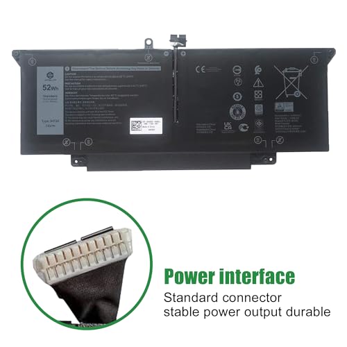 Image of JHT2H Laptop Battery Replacement for Dell Latitude 7310 7410 2-in-1 Series Notebook 04V5X2 4V5X2 07CXN6 7CXN6 7.6V 52Wh 6500mAh